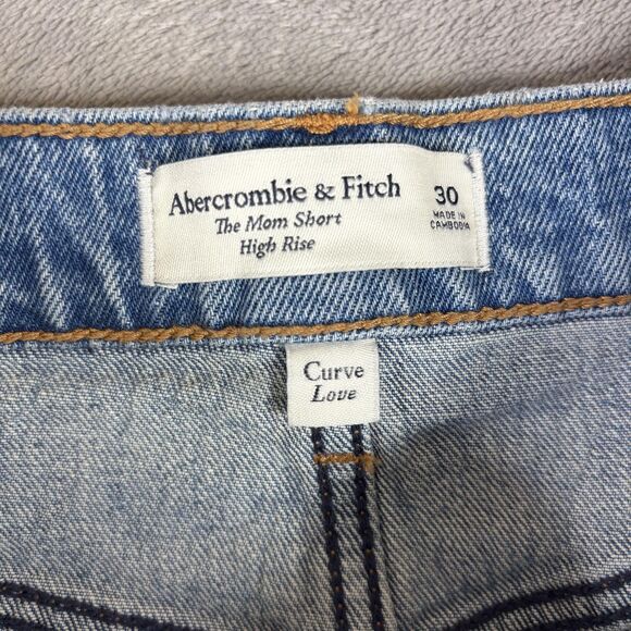 Abercrombie & Fitch Shorts Womens 30 Blue Mom High Rise Curve Love Cutoff Denim - Picture 4 of 11
